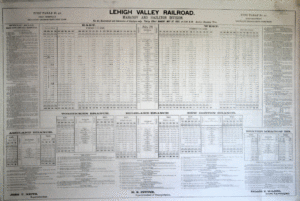 Lehigh Valley employee timetable #21 reproduction