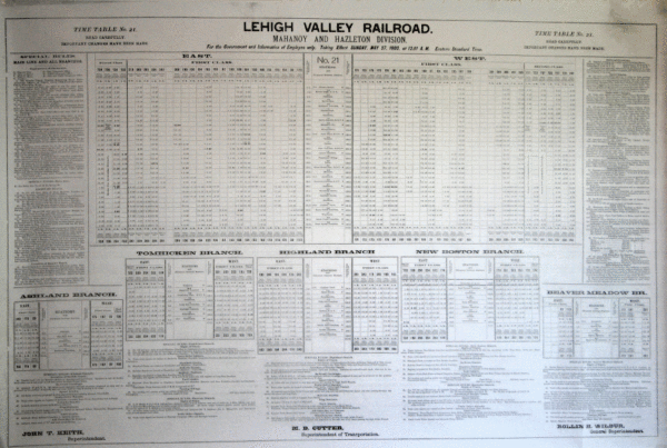 Lehigh Valley employee timetable #23 reproduction